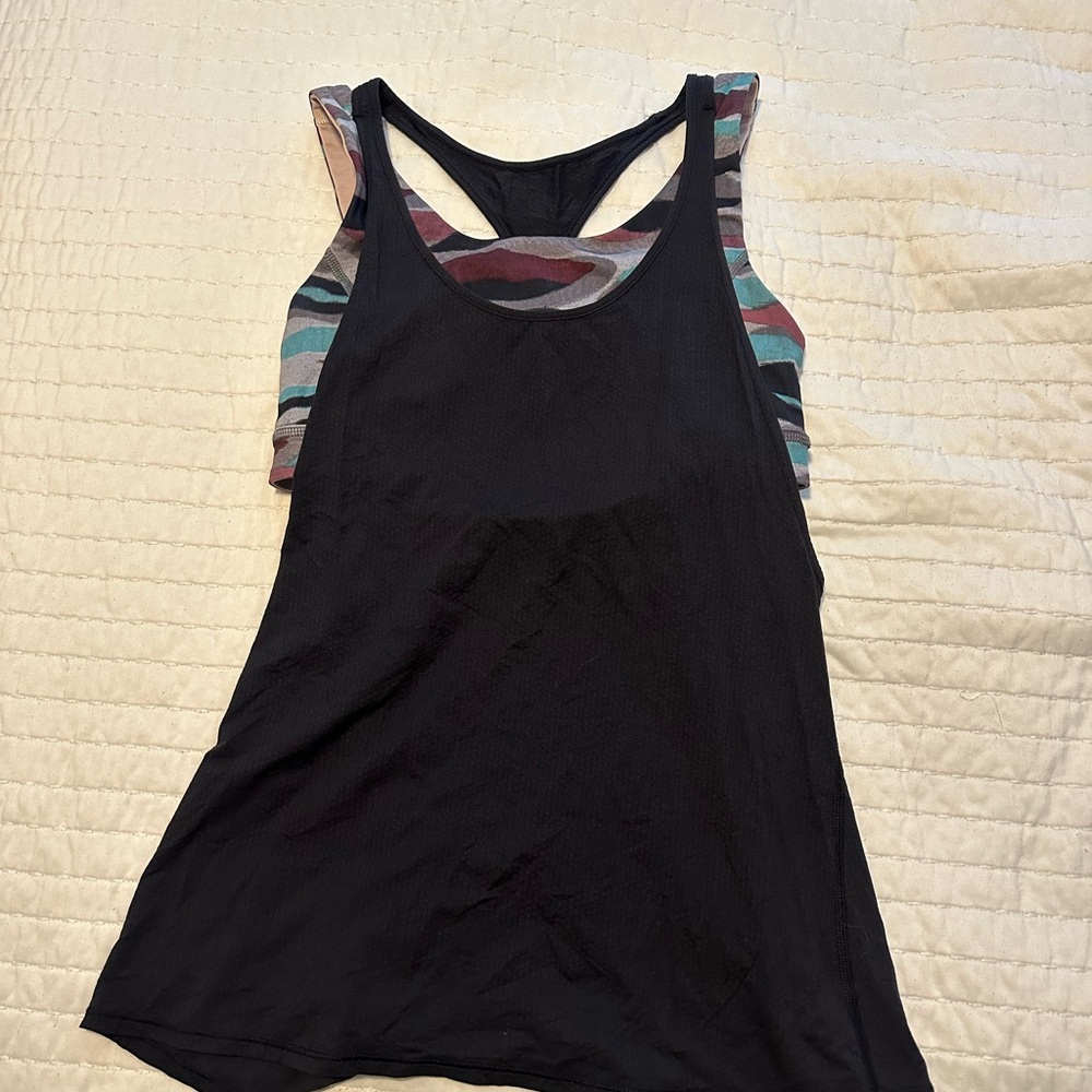 Lululemon Athletica Black and Blue Backless Sleeveless Tank Top